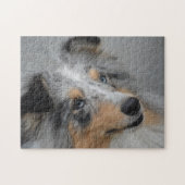 Puzzle Shetland Sheep Chien Jigsaw. (Horizontal)