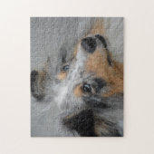 Puzzle Shetland Sheep Chien Jigsaw. (Vertical)