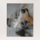 Puzzle Shetland Sheep Chien Jigsaw. (Vertical)