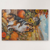Puzzle Shetland Sheepdog Automne Harvest Thankgiving (Horizontal)
