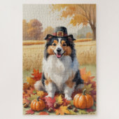 Puzzle Shetland Sheepdog Automne quitte Thanksgiving Art (Vertical)