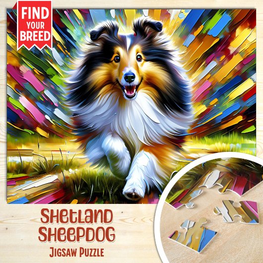 Puzzle Shetland Sheepdog Chien Portrait Acrylique Art Imp