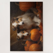 Puzzle Shetland Sheepdog Chiot Chiot Automne Citrouille d (Vertical)