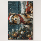 Puzzle Shetland Sheepdog Christmas Plage Vintage (Vertical)