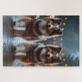 Puzzle Shetland Sheepdog Christmas Snow Holiday  (Horizontal)