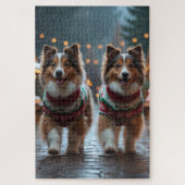 Puzzle Shetland Sheepdog Christmas Snow Holiday  (Vertical)