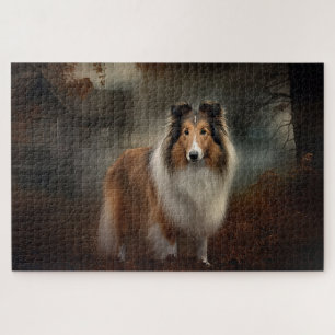 Puzzle Shetland Sheepdog Halloween effrayant