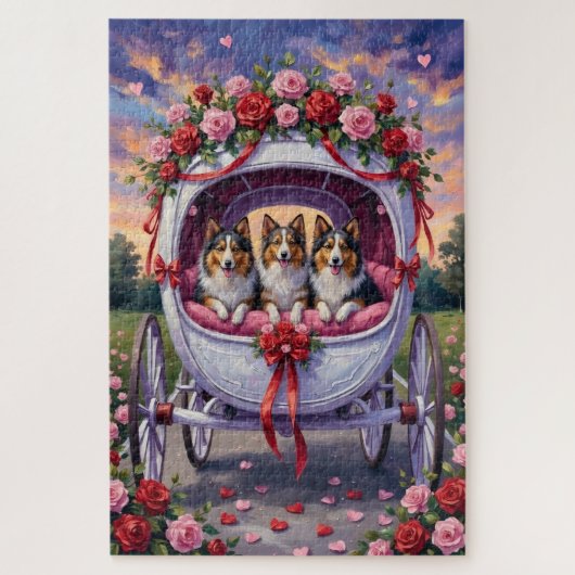 Puzzle Shetland Sheepdog Saint-Valentin (Vertical)