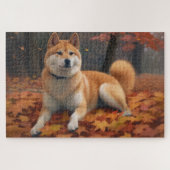 Puzzle Shib Inu in Autumn Leaves Fall Inspire (Horizontal)
