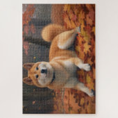 Puzzle Shib Inu in Autumn Leaves Fall Inspire (Vertical)