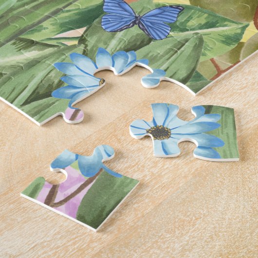 Puzzle Shiba Inu Chien avec Fleurs Printemps (Côté)