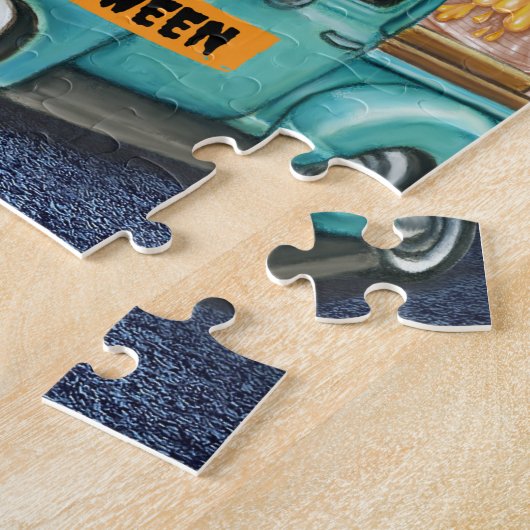 Puzzle Shiba Inu Chien Halloween Camion Effrayant Nuit (Côté)