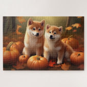 Puzzle Shiba Inu Chiot Automne Citrouille de plaisir (Horizontal)