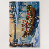 Puzzle Shiba Inu Christmas Boat Holiday (Vertical)