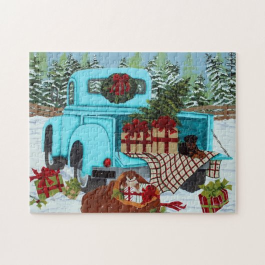 Puzzle Shiba Inu & Rottweiler Noël (Horizontal)