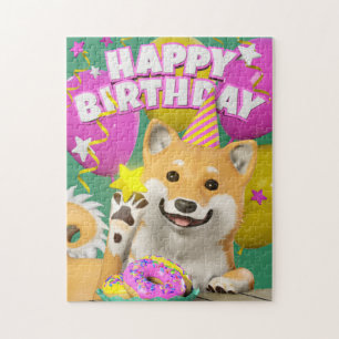 Puzzle Shiba Joyeux anniversaire