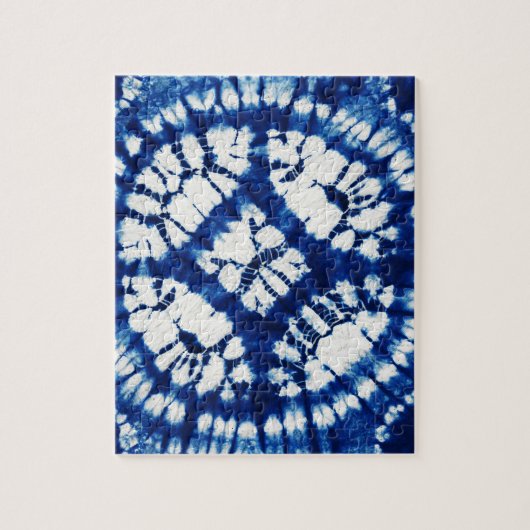 Puzzle Shibori Tie Dye South Seas Indigo Batik (Vertical)