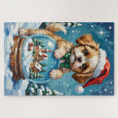 Puzzle Shih Tzu à l'intérieur d'une boule à neige de Noël (Horizontal)