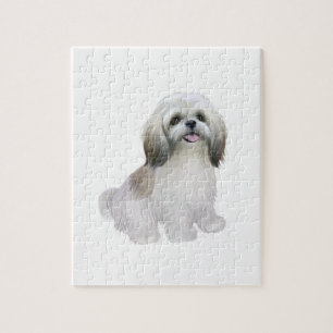 Puzzle Shih Tzu - Blanc avec gris-brun