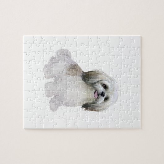 Puzzle Shih Tzu - Blanc avec gris-tan (Horizontal)