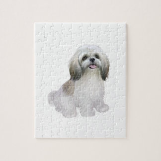 Puzzle Shih Tzu - Blanc avec gris-tan