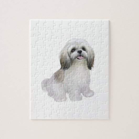 Puzzle Shih Tzu - Blanc avec gris-tan (Vertical)