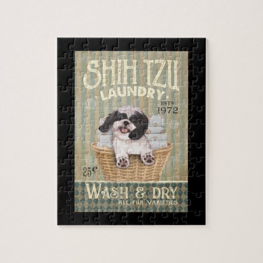 Puzzle Shih Tzu Chien Blanchisserie mignonne Chih Tzu Vie (Vertical)
