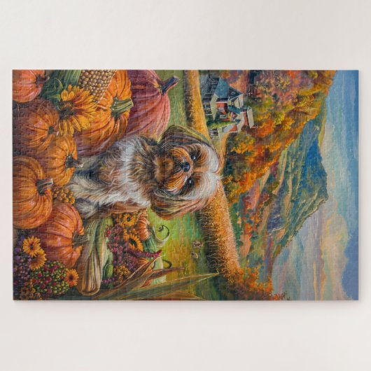 Puzzle Shih Tzu Chien Moisson d'automne Thanksgiving (Horizontal)