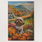 Puzzle Shih Tzu Chien Moisson d'automne Thanksgiving (Vertical)