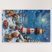 Puzzle Shih Tzu Christmas Lighthouse Holiday (Horizontal)