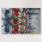Puzzle Shih Tzu Christmas Red Truck Holiday (Horizontal)