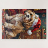 Puzzle Shih Tzu Regal Christmas Topknot Hat (Horizontal)