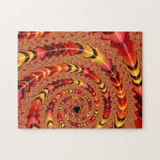 Puzzle Shiny Orange and Yellow Spiral Fractal Abstract (Horizontal)