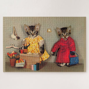 Puzzle shopping tabby kitten et caisson tabby kitten