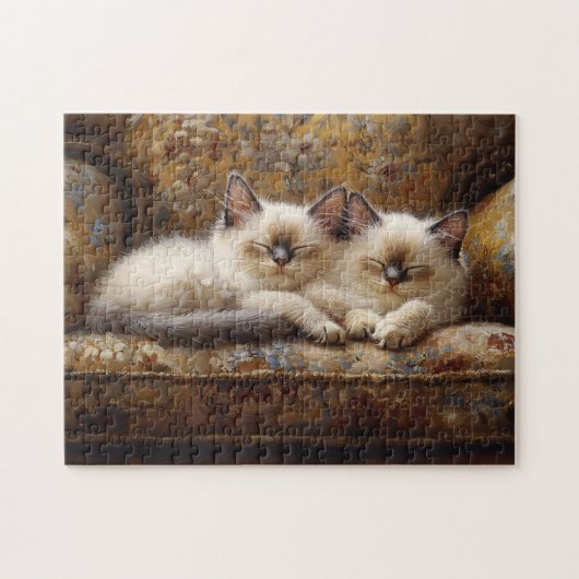Puzzle Siamese Kittens Napping Canapé Vintage (Horizontal)