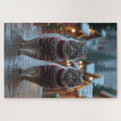 Puzzle Siberian Cats Christmas Snow Holiday  (Horizontal)