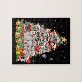 Puzzle Siberian husky christmas tree lights dog (Horizontal)