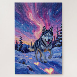 Puzzle Siberian Husky Saint-Valentin Cœur Aurore