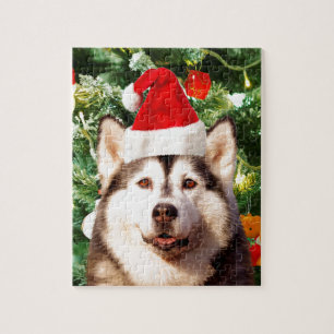 Puzzle Sibérie Husky Arbre de Noël Ornements Snowman