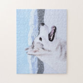 Puzzle Sibérie Husky (argent et blanc) Peinture Chien Art (Vertical)