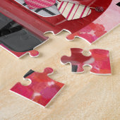 Puzzle Sibérie Husky voiture avec les coeurs Valentine's (Côté)