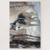 Puzzle Sibérien Husky Laisser Neige Noël (Vertical)