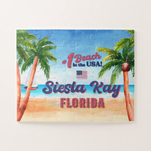 Puzzle Siesta Key Florida Aquarelle Souvenirs FL Vintage