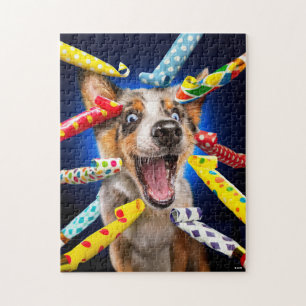Puzzle Sifflets de fête pour chien heureux