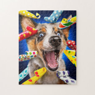 Puzzle Sifflets de fête pour chien heureux