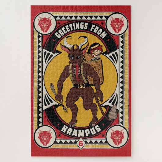 Puzzle Signe de Noël de Krampus portant des jouets (Vertical)