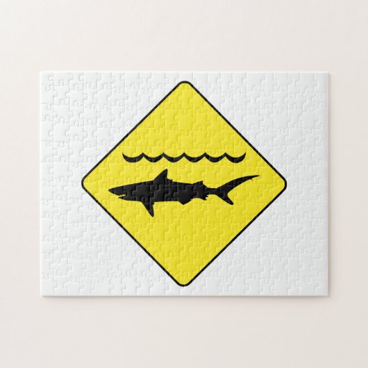 Puzzle Signe "de requins de avertissement" de jaune (Horizontal)