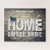 Puzzle Signe rustique "Home Sweet Home", grange foncée, (Horizontal)