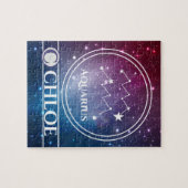 Puzzle SIGNE Zodiaque AQUARIUS Purple Night Sky Stars Nom (Horizontal)