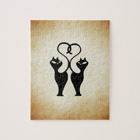 Puzzle Silhouette à deux chats (Vertical)